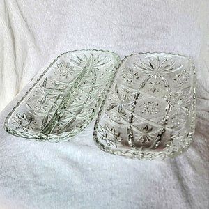 PAIR OF VTG Anchor Hocking Serving Dishes in Star of David Pattern